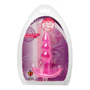 Trinity Vibes Bubbles Bumpy Starter Anal Plug Pink displayed in packaging, soft and smooth beginner toy for anal play.