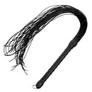 Strict Leather 28 Inch Leather Cord Flogger Black, featuring slim leather tails and a wrapped handle for precise impact.