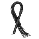 Strict Leather 28 Inch Leather Cord Flogger Black with slim tails and a wrapped handle for precise sensations.