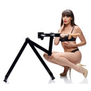 LoveBotz Matrix Multi-Angle Sex Machine Black with model demonstrating its versatility and design.