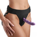 Strap U Avalon Jock Style Harness Black with purple accessory, showcasing modern design and comfort.