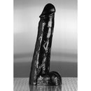 Moby Huge 3 Foot Tall Super Dildo Black, a large realistic dildo sculpture with lifelike detailing.