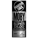 Moby Huge 3 Foot Tall Super Dildo Black packaging displaying name and dimensions.