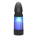 LoveBotz Strobe Multi Function Rechargeable Stroker Black with blue lighting and control buttons.