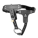 Premium Locking Leather Cock Ring and Anal Plug Harness with adjustable straps and secure locking mechanism