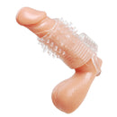 Clear Sensations Vibrating Textured Erection Sleeve with stimulating texture and vibrating bullet for enhanced pleasure.