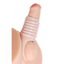 Size Matters Really Ample Ribbed Penis Enhancer Sheath showcasing its ribbed design for enhanced pleasure and stimulation.