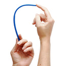 Master Series Invasion Silicone Urethral Sound Trainer Set blue flexible silicone rod in hands.