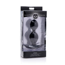 Master Series Orbs Steel Weighted Duotone Silicone Anal Plug packaging displayed with clear view of product.