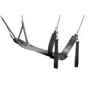 STRICT Extreme Sling Bondage Sex Swing Black designed for hands-on play, features heavy leather and metal hardware.