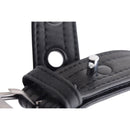 Close-up of the Strict Leather Luxury Locking Collar showcasing its leather structure and locking mechanism for secure use.