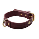Strict Leather Luxury Burgundy Locking Collar with gold hardware and secure closure for stylish power exchange.