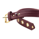Strict Leather Luxury Burgundy Locking Collar detail with gold hardware and stitching for refined style in play.