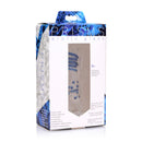 Prisms Blu 5.5 Inch Dual Ended Glass Dildo in elegant packaging showcasing dual textures and rounded tips.