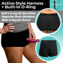 Strap U Mod Strap On Harness with Built In O Ring 2XL Black in use, featuring a built-in o-ring and supportive waistband.