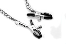 Strict Silicone Ball Gag with Nipple Clamps showcasing metal clamps and chain for BDSM play.