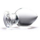 Prisms Molten Wide Glass Butt Plug Clear showcasing its polished borosilicate design and substantial shape.