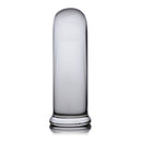 Prisms Erotic Glass Pillar Large Cylinder Plug Clear displayed on a reflective surface, showcasing its smooth design.