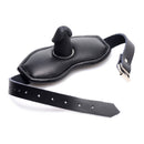 Strict Leather Padded Silicone Penis Mouth Gag Black with leather strap and silicone insert for bondage play.