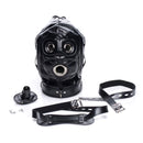 STRICT Bondage Hood with Penis Gag Black features padded ears and a removable blindfold for sensory play.