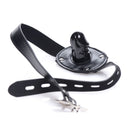 STRICT Bondage Hood with Penis Gag Black featuring a black penis gag with adjustable strap for sensory play.