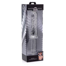 Master Series Brutus 11.5 Inch Glass Dildo Thruster Clear in packaging showcasing its design and features.