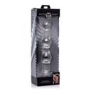 Master Series Mammoth 3 Bumps Glass Dildo Clear in packaging, showcasing its distinct shape and design.