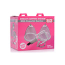 Size Matters Breast Cupping System Clear packaging featuring clear cups and trigger-style pump for suction.