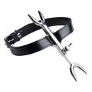 Strict Leather Heretics Fork Posture Collar Black featuring a double-ended stainless steel prong and sleek leather design.