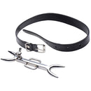 Strict Leather Heretics Fork Posture Collar Black featuring a leather strap and stainless steel fork.