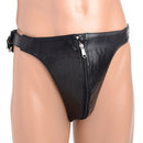 Strict Leather Spiked Confinement Jockstrap Black featuring a zipper and sleek leather design.