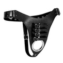 STRICT PU Leather Male Chastity Harness Black featuring a waist-and-strap design for chastity and tease-and-denial play.