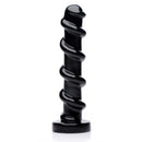 Master Cock Mighty Screw 9.5 Inch Dildo Black displayed on a white background.