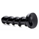 Master Cock Mighty Screw 9.5 Inch Dildo Black showcasing its bold spiral design for deep penetration.