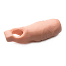 Size Matters 5 Inch Open Tip Penis Extension Flesh for added length and girth, featuring a lifelike shape and open tip design.