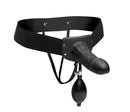 Master Series Pumper Inflatable Hollow Strap On Black with adjustable girth and inflation bulb for partnered play.