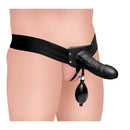 Master Series Pumper Inflatable Hollow Strap On Black with adjustable girth and inflation bulb for partnered play.