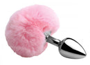Tailz Fluffy Bunny Tail Anal Plug featuring a soft pink bunny tail and smooth metal base, playful and fun accessory.