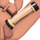 LoveBotz Large Cylinder for Milker Deluxe Stroker Flesh demonstrating the automatic milking experience.