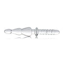 Master Series Saber Anal Links Clear Glass Thruster in clear borosilicate glass with graduated beads for anal exploration.