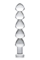 Master Series Drops Anal Link Glass Dildo Clear with five smooth tapered links for progressive anal play.