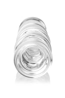 Master Series Drops Anal Link Glass Dildo Clear showcasing five tapered links for progressive anal play.
