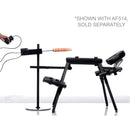 Master Series Dicktator Extreme Sex Machine Black with customizable steel stand and control remote.