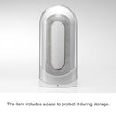 Flip 0-Zero Electronic Vibration Stroker in protective case for storage and travel.