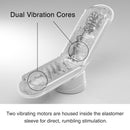 Image of Flip 0-Zero Electronic Vibration Stroker showcasing dual vibration cores for enhanced stimulation.