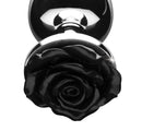 Booty Sparks Black Rose Anal Plug Large Aluminum with elegant black rose design at the base.