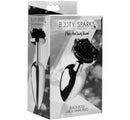 Booty Sparks Black Rose Anal Plug Large Aluminum packaging showcasing elegant design and floral detail.