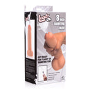 Loadz 8 Inch Realistic Dual Density Squirting Dildo Flesh packaging showcasing the product features and design.