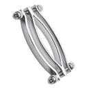 Master Series Stainless Steel Adjustable Pussy Clamp Grey close-up view, showcasing its sleek design and adjustable features.