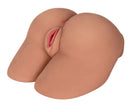 Mistress Mia Backdoor Butt Vibrating Masturbator Tan dual-entry realistic design for solo play and stimulation.